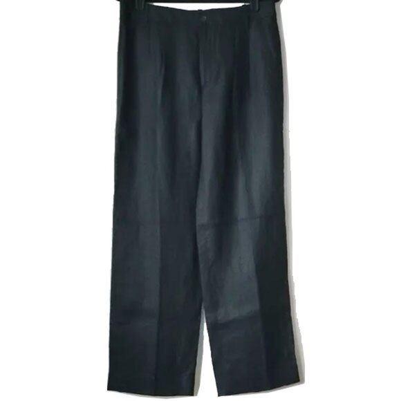 NWOT Banana Republic Palma Linen Pleated Straight Leg Pants 8 Black - Picture 2 of 11